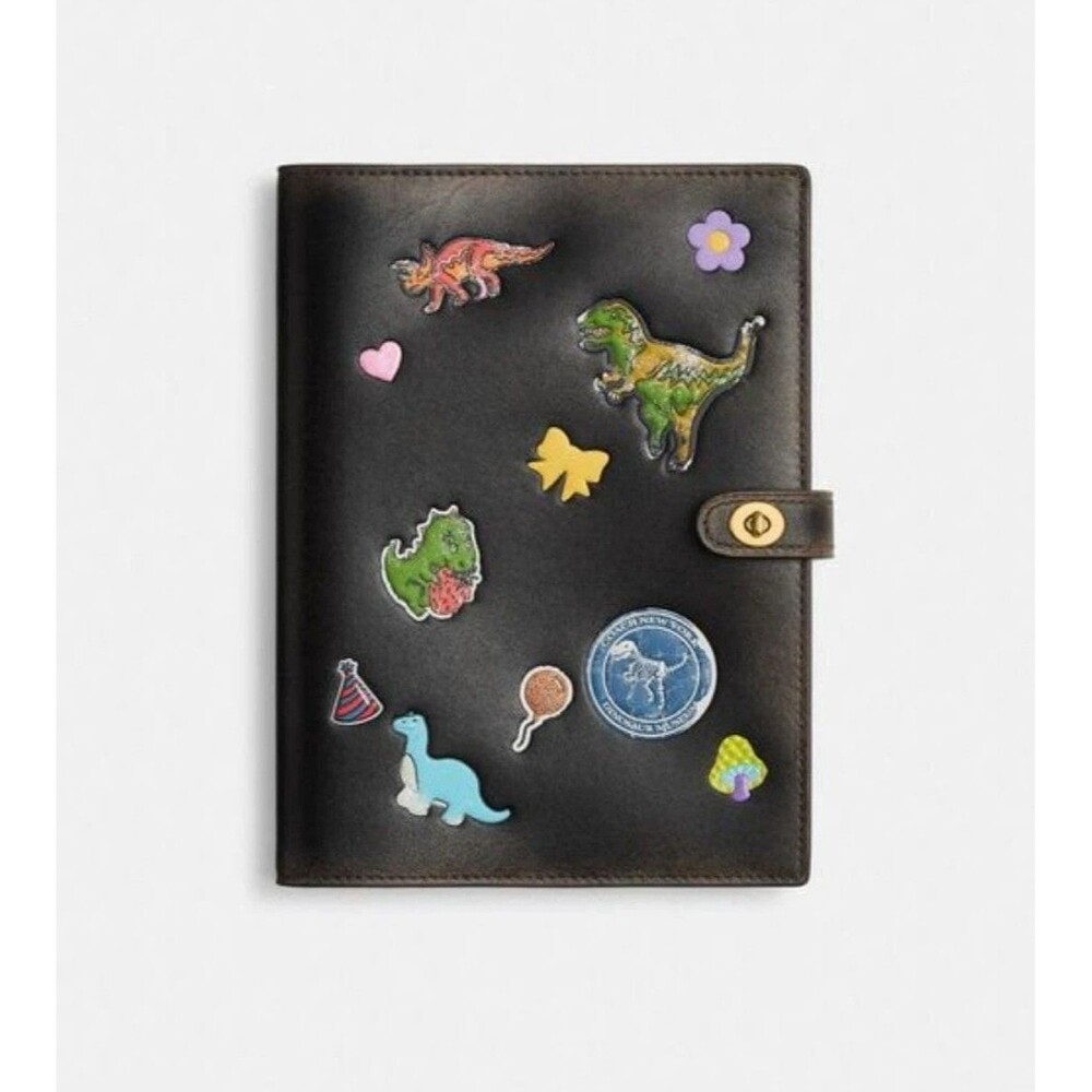 COACH Rexy Dinosaur 10th Birthday Notebook Loved Leather Sticker Print Auth